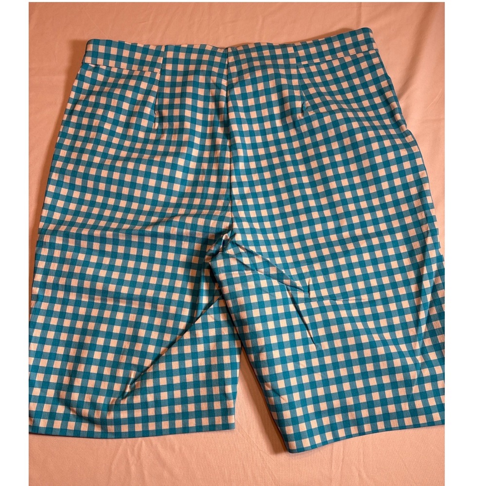 Ava & Grace Petite Turquoise Gingham Sailor Shorts Silver Button High Rise PL - Picture 2 of 6